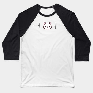 Heartbeat Cat Face Baseball T-Shirt